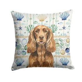 Liver English Cocker Spaniel Coastal Sea Glass Throw Pillow Decorative Indoor Outdoor Accent Cushion for Couch, Bed or Patio, 18Hx18W
