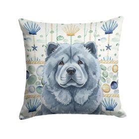 Blue Chow Chow Coastal Sea Glass Throw Pillow Decorative Indoor Outdoor Accent Cushion for Couch, Bed or Patio, 18Hx18W