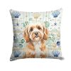 Cavapoo Coastal Sea Glass Throw Pillow Decorative Indoor Outdoor Accent Cushion for Couch, Bed or Patio, 18Hx18W