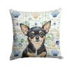 Black and Tan Chihuahua Coastal Sea Glass Throw Pillow Decorative Indoor Outdoor Accent Cushion for Couch, Bed or Patio, 18Hx18W