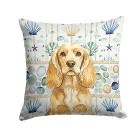 Buff Cocker Spaniel Coastal Sea Glass Throw Pillow Decorative Indoor Outdoor Accent Cushion for Couch, Bed or Patio, 18Hx18W