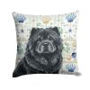 Black Chow Chow Coastal Sea Glass Throw Pillow Decorative Indoor Outdoor Accent Cushion for Couch, Bed or Patio, 18Hx18W