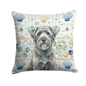 Gray Bouvier des Flandres Coastal Sea Glass Throw Pillow Decorative Indoor Outdoor Accent Cushion for Couch, Bed or Patio, 18Hx18W