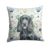 Black Cocker Spaniel Coastal Sea Glass Throw Pillow Decorative Indoor Outdoor Accent Cushion for Couch, Bed or Patio, 18Hx18W