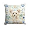 Powderpuff Chinese Crested Coastal Sea Glass Throw Pillow Decorative Indoor Outdoor Accent Cushion for Couch, Bed or Patio, 18Hx18W