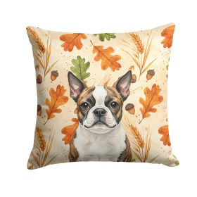 Brindle Boston Terrier Heirloom Fall Throw Pillow Decorative Indoor Outdoor Accent Cushion for Couch, Bed or Patio, 18Hx18W