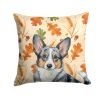 Blue Merle Cardigan Welsh Corgi Heirloom Fall Throw Pillow Decorative Indoor Outdoor Accent Cushion for Couch, Bed or Patio, 18Hx18W