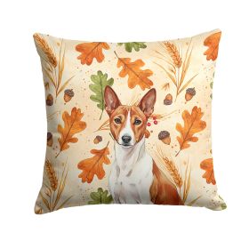 Red and White Basenji Heirloom Fall Throw Pillow Decorative Indoor Outdoor Accent Cushion for Couch, Bed or Patio, 18Hx18W