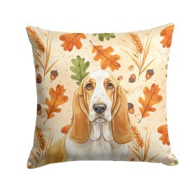Lemon and White Basset Hound Heirloom Fall Throw Pillow Decorative Indoor Outdoor Accent Cushion for Couch, Bed or Patio, 18Hx18W