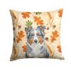 Blue Merle American Shepherd Heirloom Fall Throw Pillow Decorative Indoor Outdoor Accent Cushion for Couch, Bed or Patio, 18Hx18W