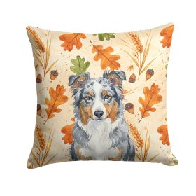 Blue Merle American Shepherd Heirloom Fall Throw Pillow Decorative Indoor Outdoor Accent Cushion for Couch, Bed or Patio, 18Hx18W