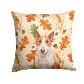 Red and White Bull Terrier Heirloom Fall Throw Pillow Decorative Indoor Outdoor Accent Cushion for Couch, Bed or Patio, 18Hx18W