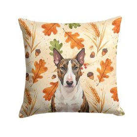 Brindle and White Bull Terrier Heirloom Fall Throw Pillow Decorative Indoor Outdoor Accent Cushion for Couch, Bed or Patio, 18Hx18W