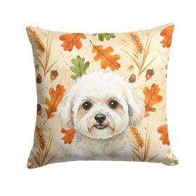 White and Cream Bichon Frise Heirloom Fall Throw Pillow Decorative Indoor Outdoor Accent Cushion for Couch, Bed or Patio, 18Hx18W