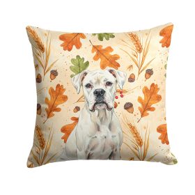 White Boxer Heirloom Fall Throw Pillow Decorative Indoor Outdoor Accent Cushion for Couch, Bed or Patio, 18Hx18W