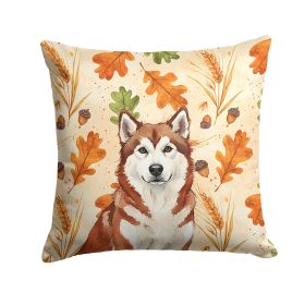 Red and White Alaskan Malamute Heirloom Fall Throw Pillow Decorative Indoor Outdoor Accent Cushion for Couch, Bed or Patio, 18Hx18W