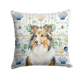 Sable Sheltie Coastal Sea Glass Throw Pillow Decorative Indoor Outdoor Accent Cushion for Couch, Bed or Patio, 18Hx18W