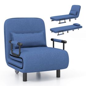 3-in-1 Convertible Sofa Bed with 5-Position Adjustable Backrest and Lumbar Pillow
