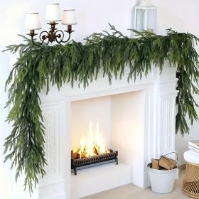1pc 70.9-Inch Green Artificial Pine Garland real Touch Pine Garland  Artificial Faux Greenery Suitable for Christmas & Winter Holiday Decorations Easy
