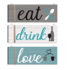 3 Pcs Farmhouse Kitchen Wall Decor Rustic Wooden Home Eat Drink Love Sign with Hanging Hole for Home Dining Living Room Bar Cafe Decor(Fresh Color)
