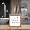 Farmhouse Bathroom Wooden Box Sign-Wash Your Worries Away, Funny Laundry Room Desk Decor, Inspirational Bathroom Decoration