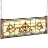 32 x 11 Inch Tiffany-Style Stained Glass Hanging Window Panel