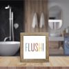 Flush Sign, Rustic Bathroom Wood Plaque Sign, Amusing Bathroom Decoration for Office School Farmhouse Toilet, Decorative Wooden Table Signs