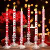 6 Pcs Valentine Day Flameless Taper Candles 10.6 Inch Heart Shaped Candles Battery Operated LED Candlesticks for Valentine Wedding Anniversary Dinner
