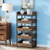 Wood Fruit and Vegetable Storage Rack Basket Stand with 5 Drawers