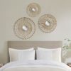 3-Piece Round Natural Fiber Wall Mirror Set
