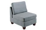 Gray Linen-Look Armless Accent Chair with Wood Legs