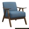 Blue Upholstered Accent Chair with Walnut-Finish Wood Frame