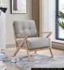 Gray Tufted Accent Chair with Antique-Finish Wood Frame