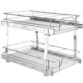 14 Inch Two Tier Heavy Duty Steel Pull Out Cabinet Storage Organizer