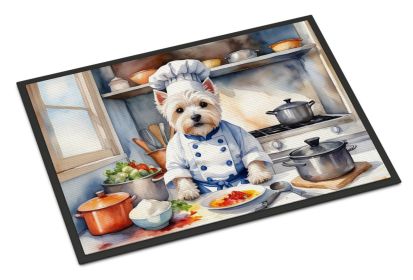 NEW Westie The Chef Doormat Front Door Mat Indoor Outdoor Rugs for Entryway, Non Slip Washable Low Pile, 18H X 27W