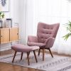 Mauve Velvet Tufted Accent Chair with Ottoman