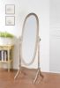 Traditional Queen Anne Style Gold Wood Cheval Floor Mirror