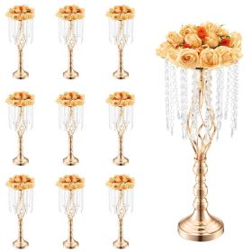 10PCS 55cm/21.65' Tall Crystal Wedding Flower Stand, Metal Wedding Centerpiece Vase