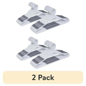 (2 pack) Non-Slip Clothing Hangers, 30 Pack, White, Durable Plastic, TPE Strips