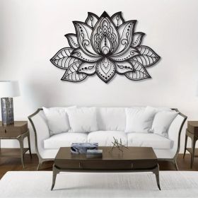CIFbuy "Boho Wall Art Decor – Black Mandala Metal Wall Hanging, Lotus Flower Design for Bedroom, Living Room