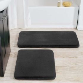 Gray Faux Rabbit Fur Plush Bath Rug Set of 2, 17 x 24 Inch and 20 x 30 Inch