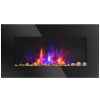 28.5 Inch Black Wall-Mounted Electric Fireplace with 7-Color Backlighting
