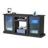 TV Stand for TVs up to 65 inch, Modern Entertainment Center with Light Strip, Wooden TV Cabinet Storage with Glass Doors and Adjustable Shelves