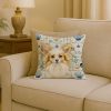 Lemon and White Papillon Coastal Sea Glass Throw Pillow Decorative Indoor Outdoor Accent Cushion for Couch, Bed or Patio, 18Hx18W