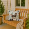 Brindle Cardigan Welsh Corgi Coastal Sea Glass Throw Pillow Decorative Indoor Outdoor Accent Cushion for Couch, Bed or Patio, 18Hx18W