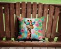 14 Inch Hippie Giraffe Throw Pillow