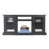 TV Stand for TVs up to 65 inch, Modern Entertainment Center with Light Strip, Wooden TV Cabinet Storage with Glass Doors and Adjustable Shelves