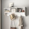 White Wall-Mounted Coat Rack with Shelf and 4 Double Hooks