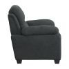 Dark Gray Channel-Tufted Textured Fabric Accent Chair