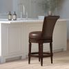 26in. Wood Counter-Height Swivel Barstool with High-Back, 1PC